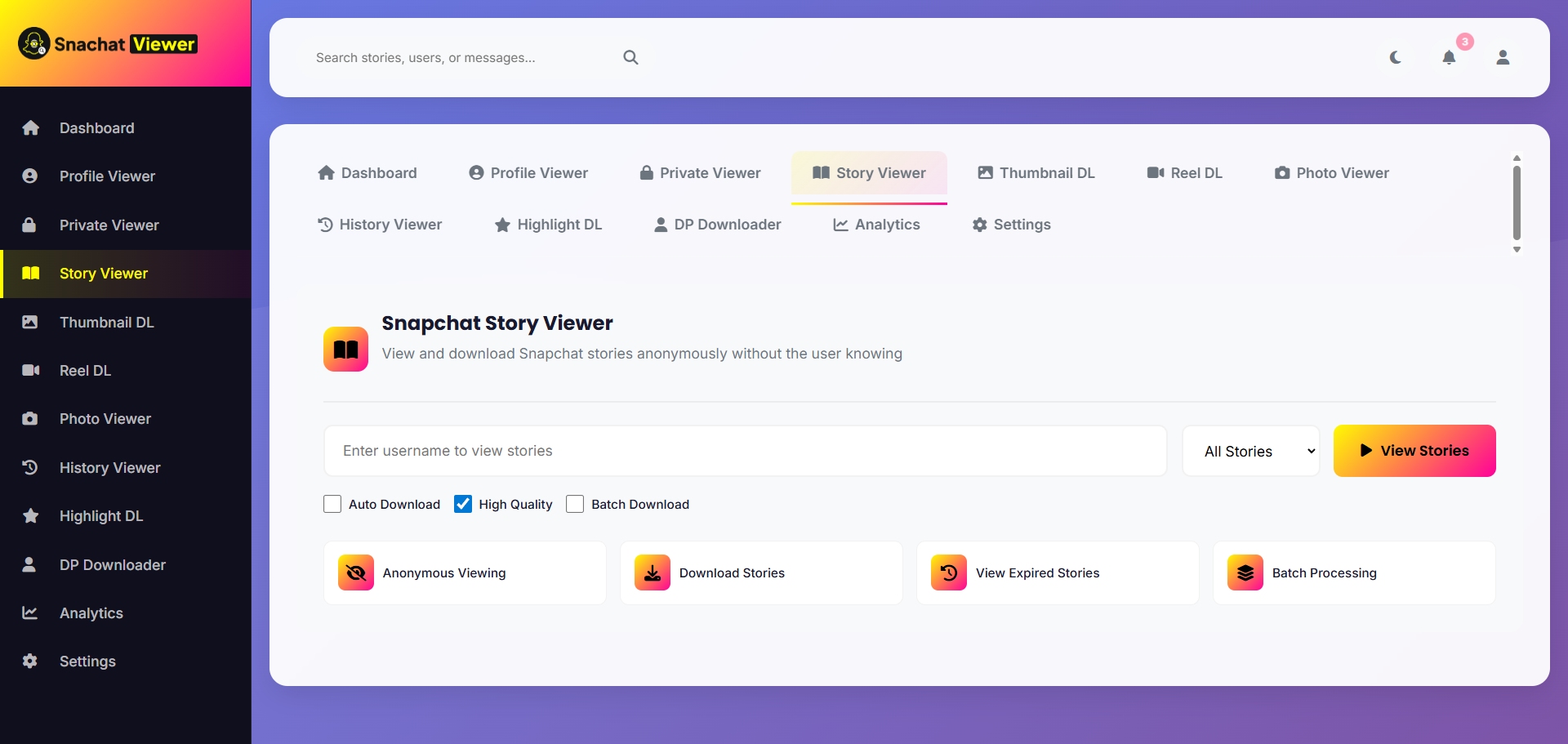 Snapchat Viewer story feature screenshot